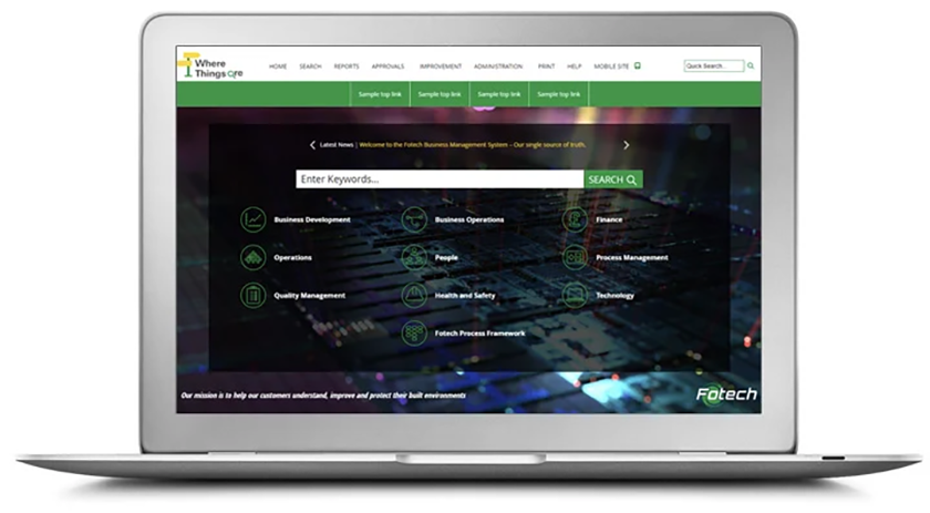 Fotech bespoke management-system interface with prominent search
