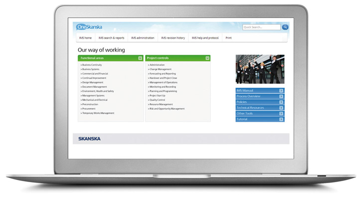 A laptop displaying skanska's process library 