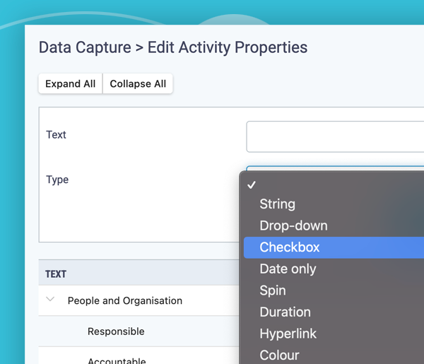 data types for each property