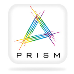 rounded square with a multicolured A and PRISM written on it