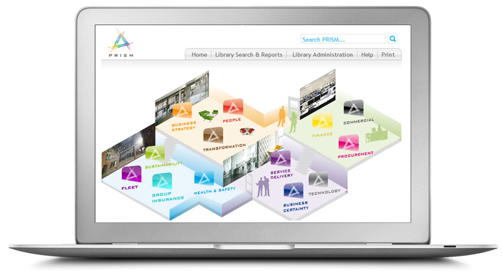 a laptop displaying interserve's process library - PRISM - with a floorplan in different colours