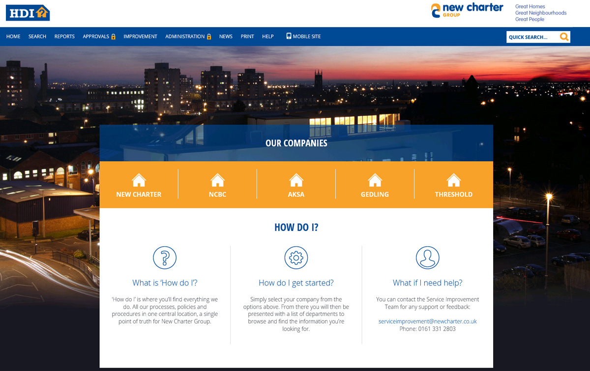 new charters process library - an office at night with a white and yellow box to click on