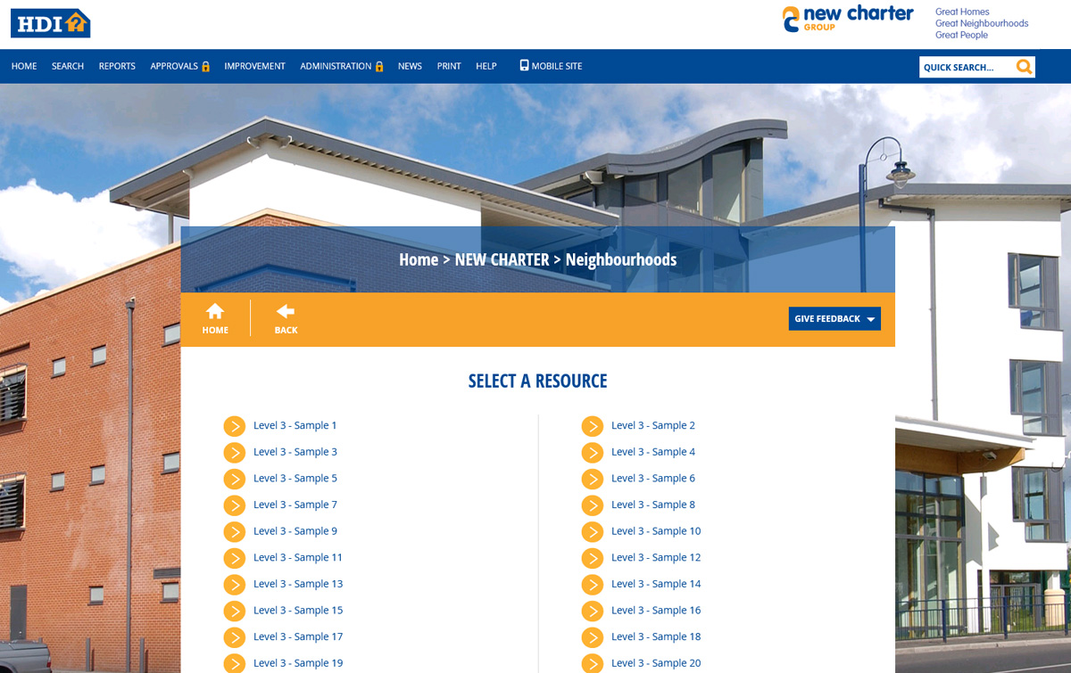 new charters process library - an office with a white and yellow box to click on 